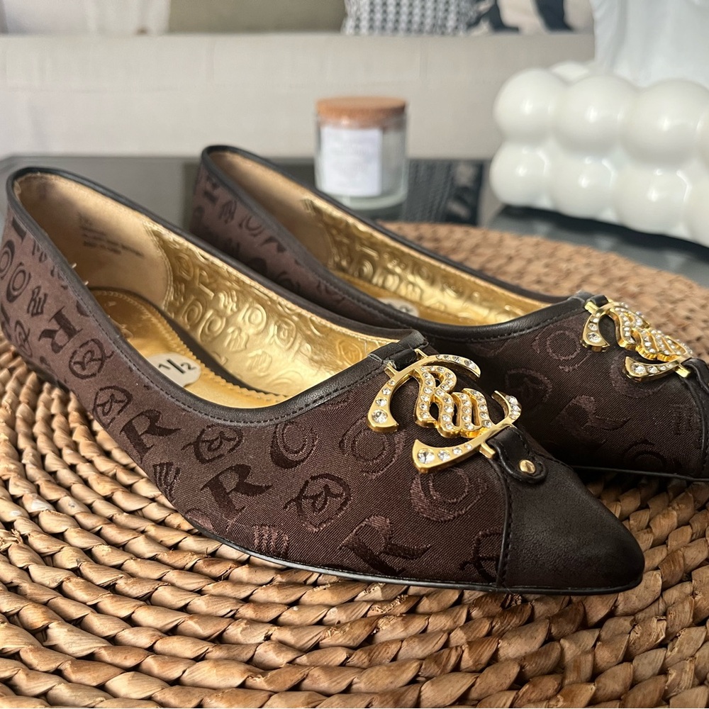 Rocawear Brown Flats with Gold Detailing
